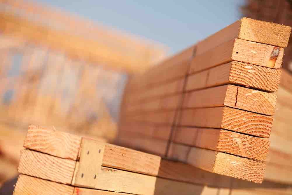 Wood 2x4s at construction site