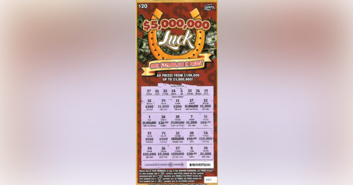 Paul Broomfield claimed a $5,000,000 prize from the LUCK Scratch-Off