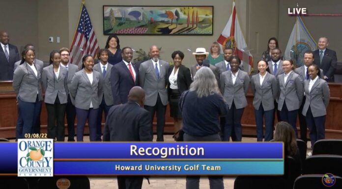 Howard University Golf Team recognized by Orange County Board of County Commissioners