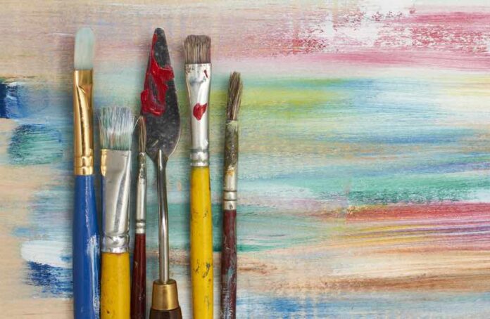 Art studio supplies paint brushes