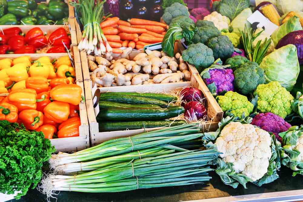 Fresh produce vegetables at farmers market