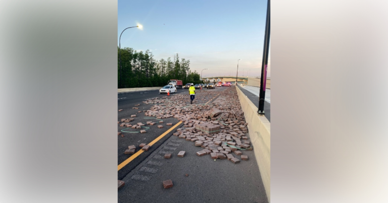 Pavers spill onto, block I-4 eastbound on Monday morning