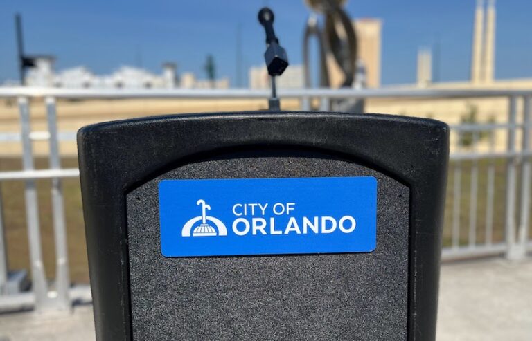 City of Orlando podium and microphone