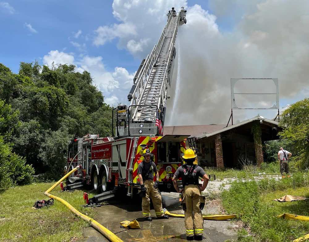 Fire rescue crews respond to a fire at the former Summit Charter School in Maitland