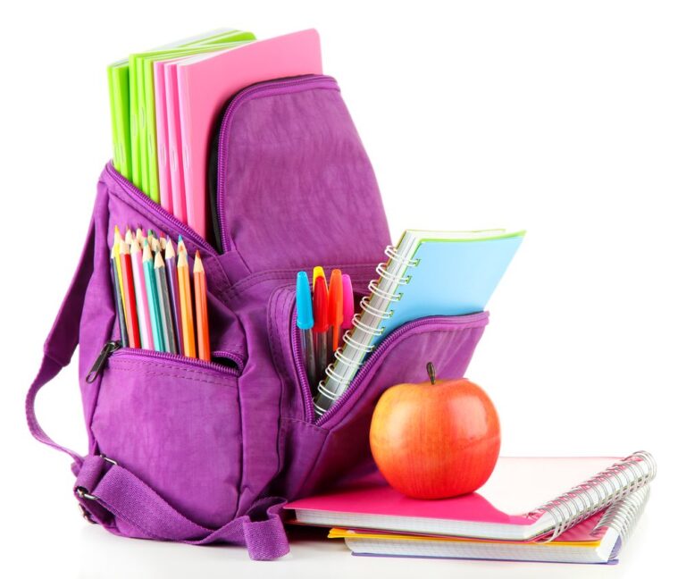 School supplies in a backpack
