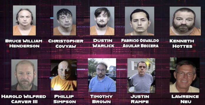Ten men arrested for allegedly engaging in sexually explicit conversations with minors