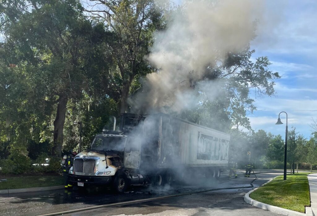 Semi truck on fire near Maitland Boulevard on July 11