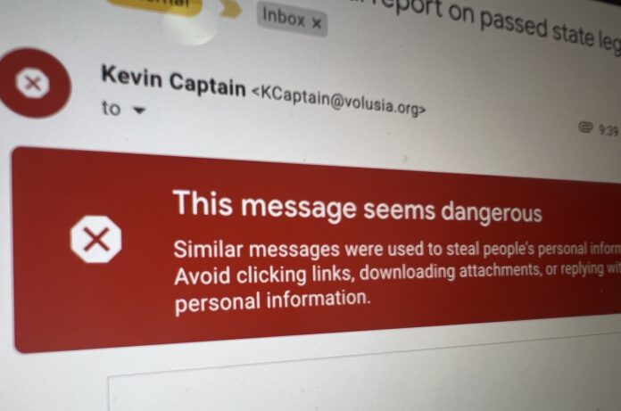 Volusia County Director Kevin Captains email is hacked