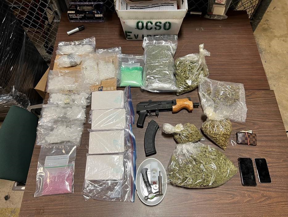 20 pounds of cocaine, crystal meth, fentanyl, and marijuana were recovered from a stolen vehicle by the Orange County Sheriff's Office