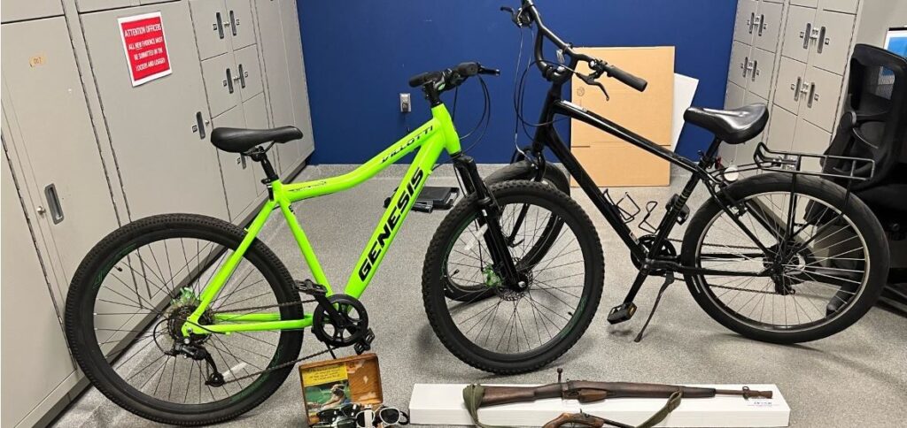 Bicycles gun sunglasses seized in raid on Westmoreland Drive property on July 28