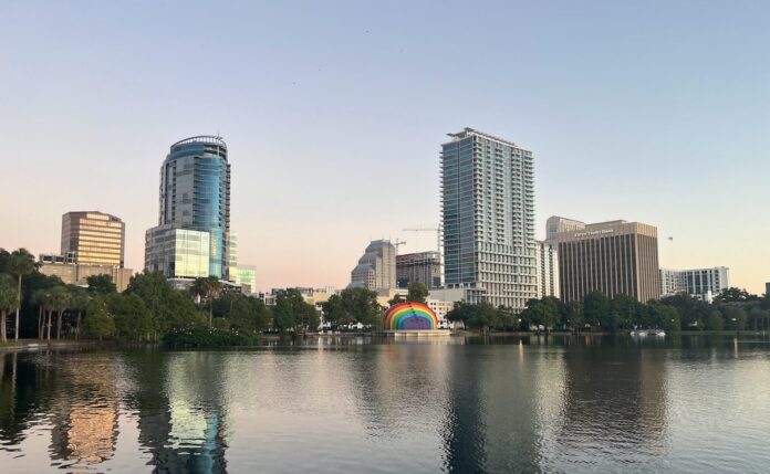 Downtown Orlando skyline as seen from Lake Eola