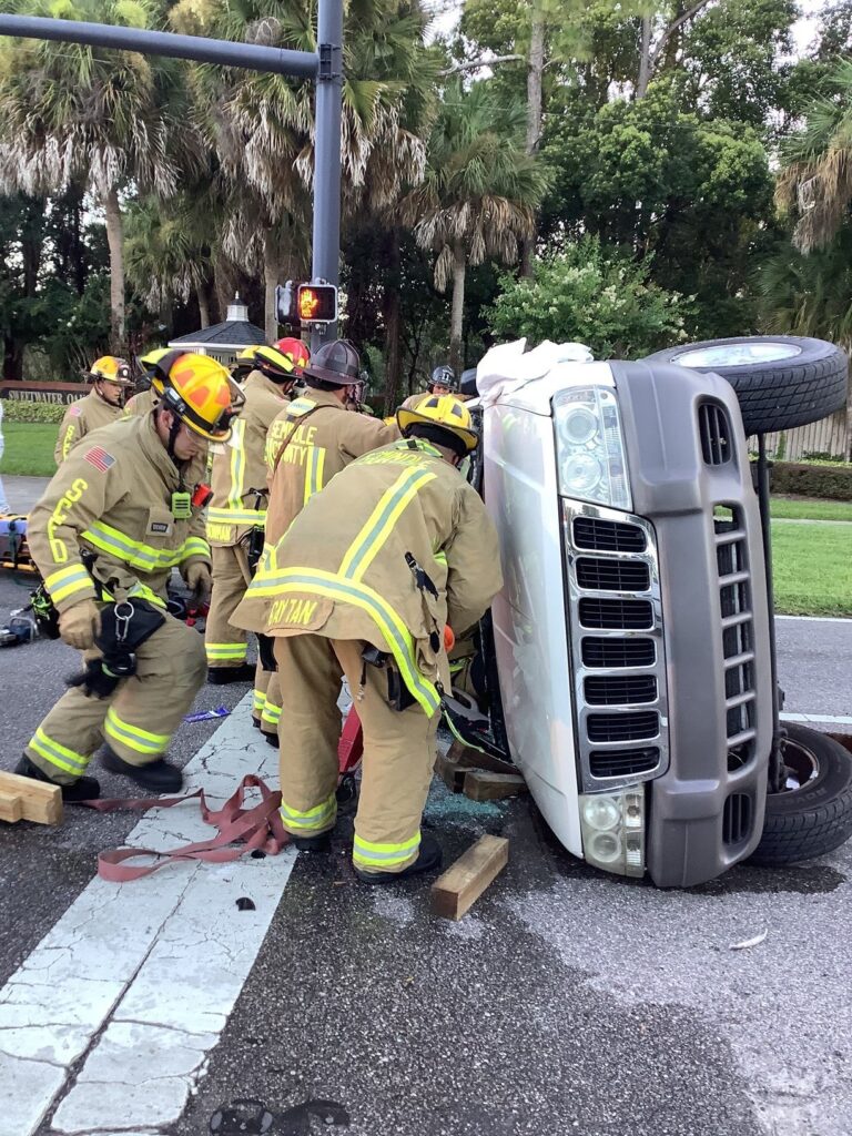 Jeep on its side after accident in Seminole County on July 30