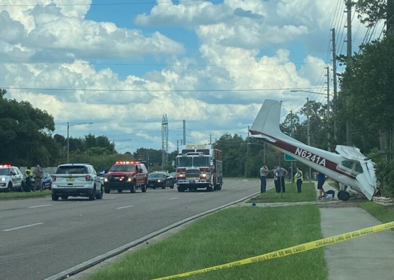 Plane crash lands at busy intersection near UCF