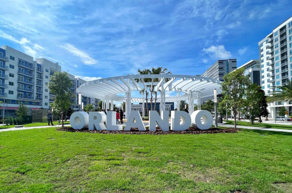 Orlando sign at Luminary Green Park in downtown