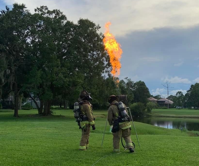 Propane tank burnt off in Oviedo back yard