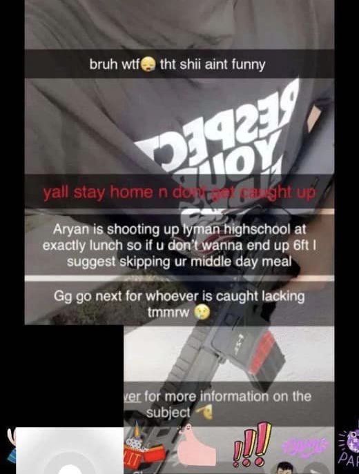 Social media threat to Lyman High School