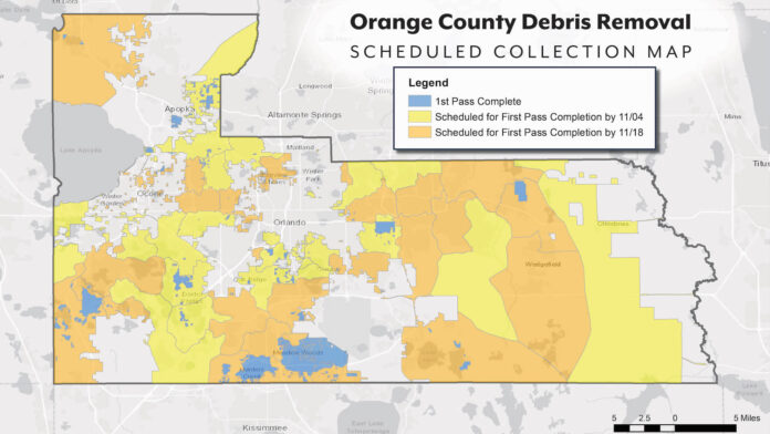 Debris Removal Scheduled Collection Map in Orange County