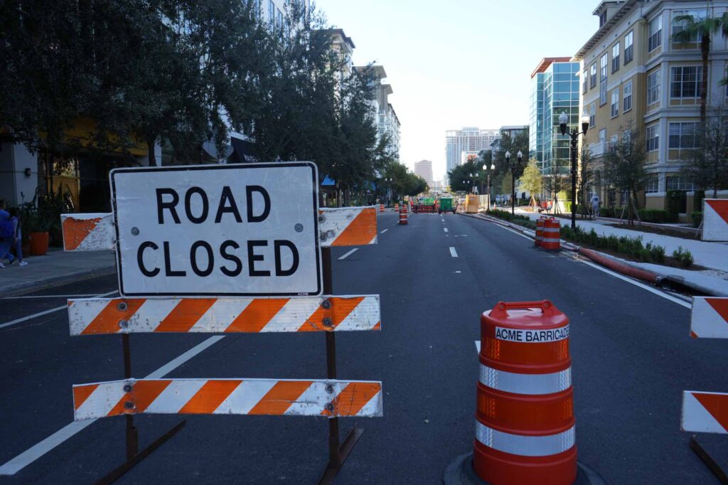 Orange Avenue closed in downtown Orlando after sinkhole