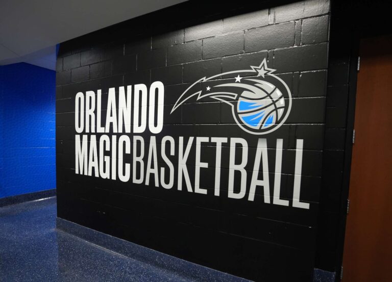 Orlando Magic Basketball sign in locker room hallway