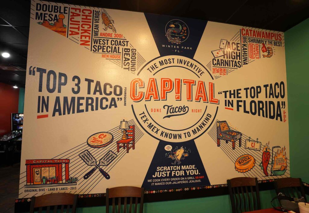 Decorations at Capital Tacos in Winter Park