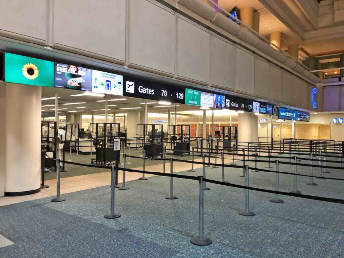 Empty security lines at Orlando International Airport