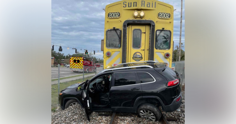 Driver escapes injury after vehicle struck by SunRail train in Maitland