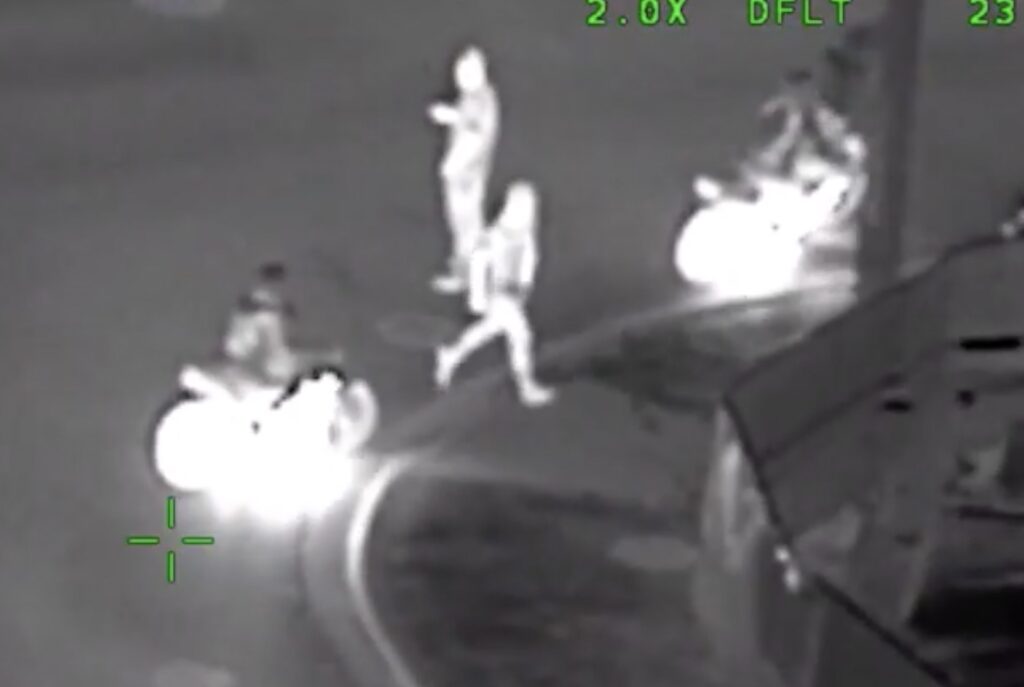 Motorcyclists nearly crash into pedestrians on Amelia Street in downtown Orlando