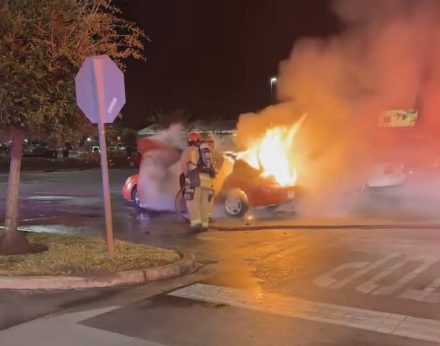 Car catches fire at Walmart in Sanford