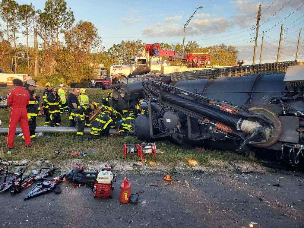 A semi-truck overturned onto I-4 after an accident on February 1