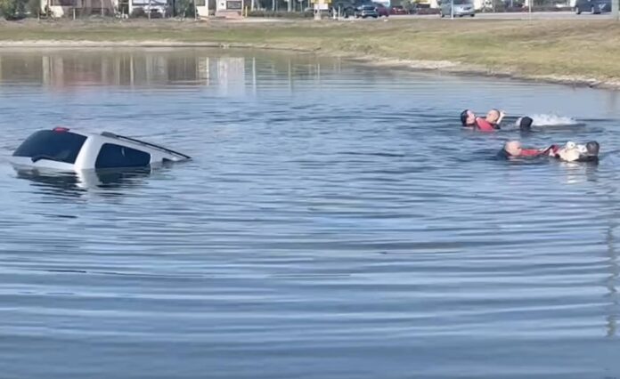 Elderly man and dogs saved from SUV submerged in Longwood retention pond