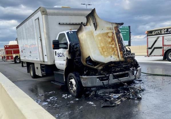Box truck catches fire on I 4 Express lane