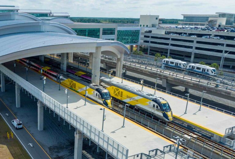 Brightline trains at Orlando International Airport