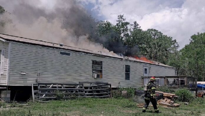 Fire at single wide mobile home in Geneva on April 27