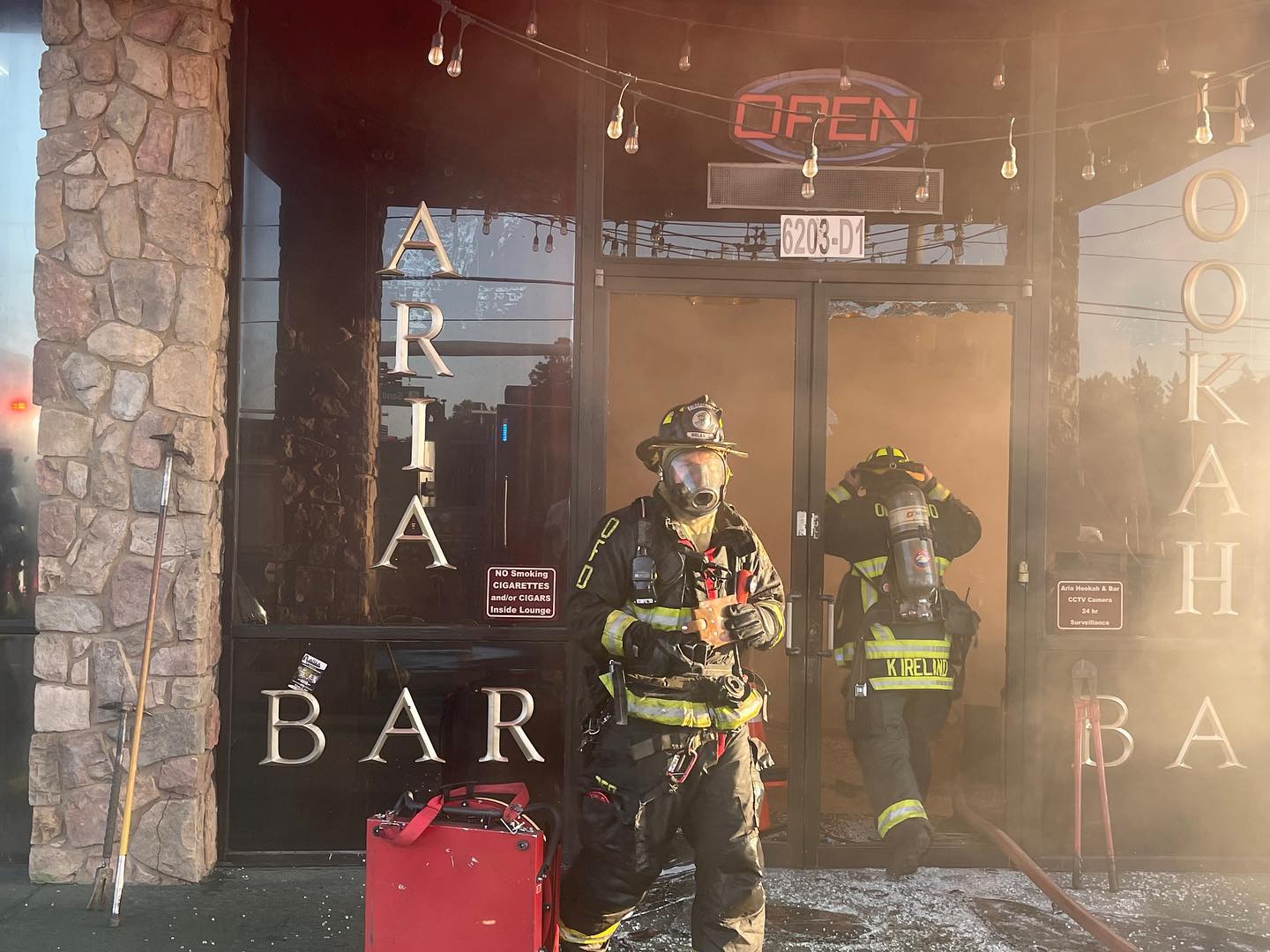 Smoke coming from Aria Hookah and Bar on April 23