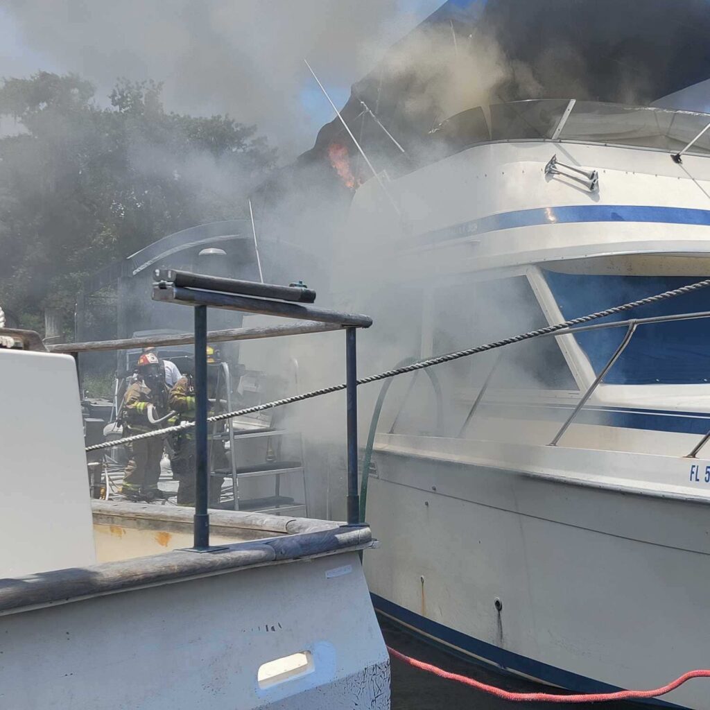 Boat catches fire at Boat Tree Marina on May 11