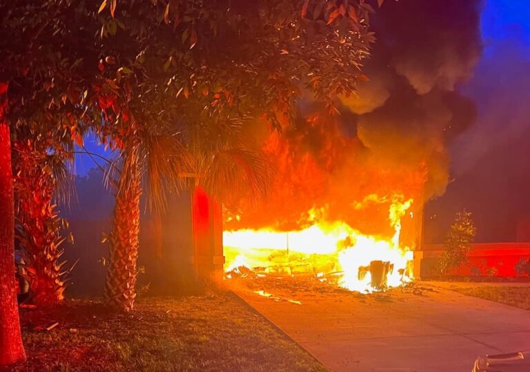 Garage on fire on Gatehouse Drive in Winter Springs