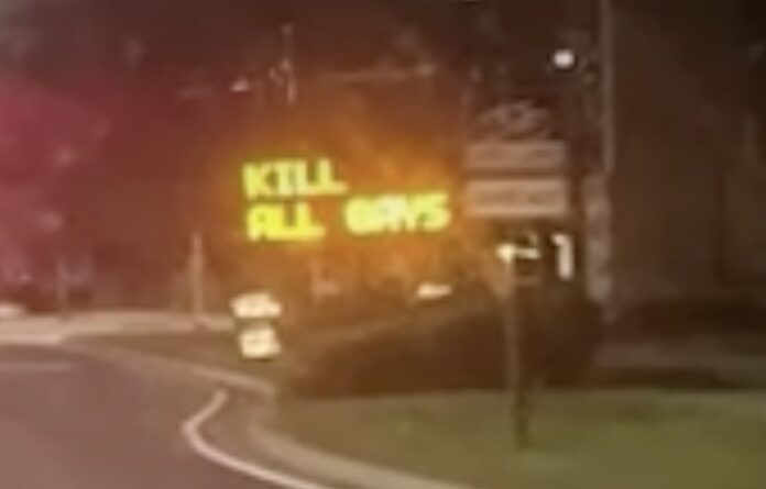 This traffic sign was altered to display a hateful message in Lake Nona on May 17, 2023
