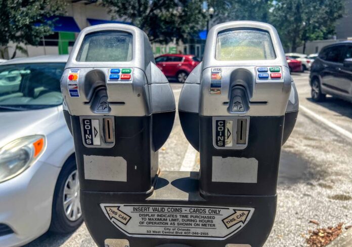 Parking meters in downtown Orlando