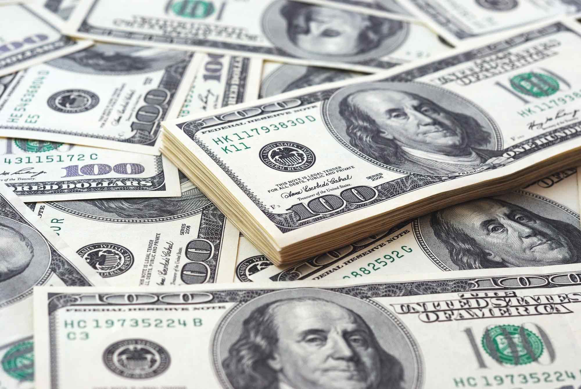 Hundred dollar bills US currency money