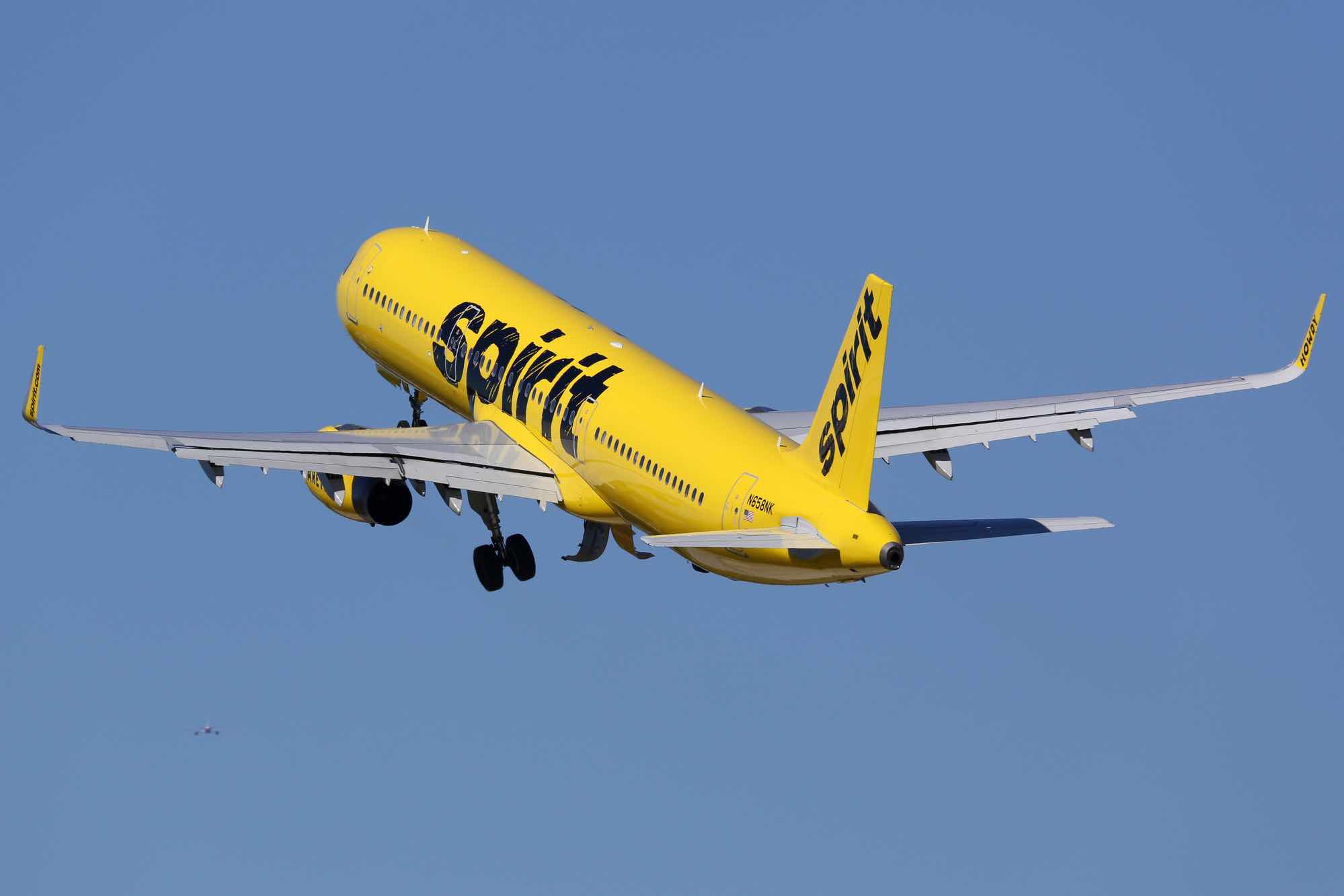 Spirit Airlines Airbus A321 flying in sky