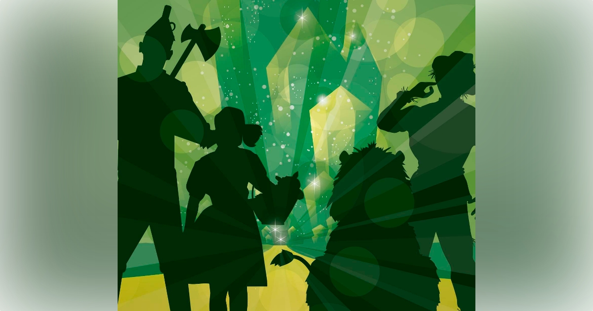 The Wizard of Oz characters Dorothy, Tin Man, Scarecrow, and the Cowardly Lion