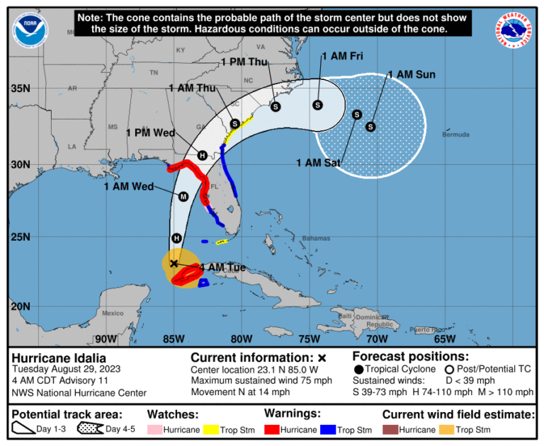 Hurricane Idalia as of 5 a.m. on Tuesday, August 29
