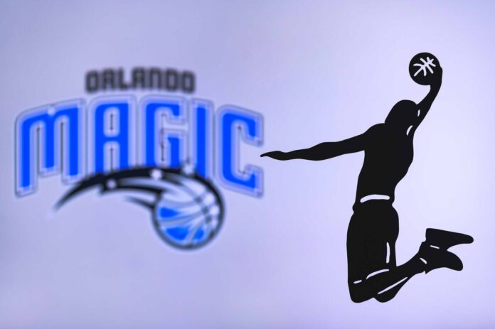 Orlando Magic basketball club logo, silhouette of jumping