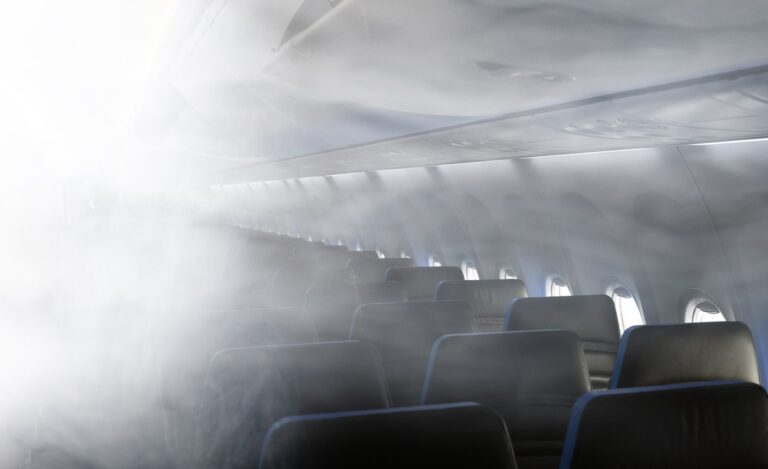 Smoke filling airplane airline cabin
