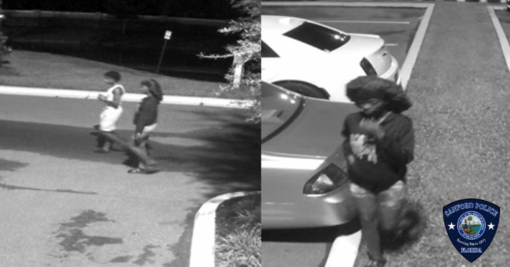Two individuals wanted for stealing car in Sanford apartment complex
