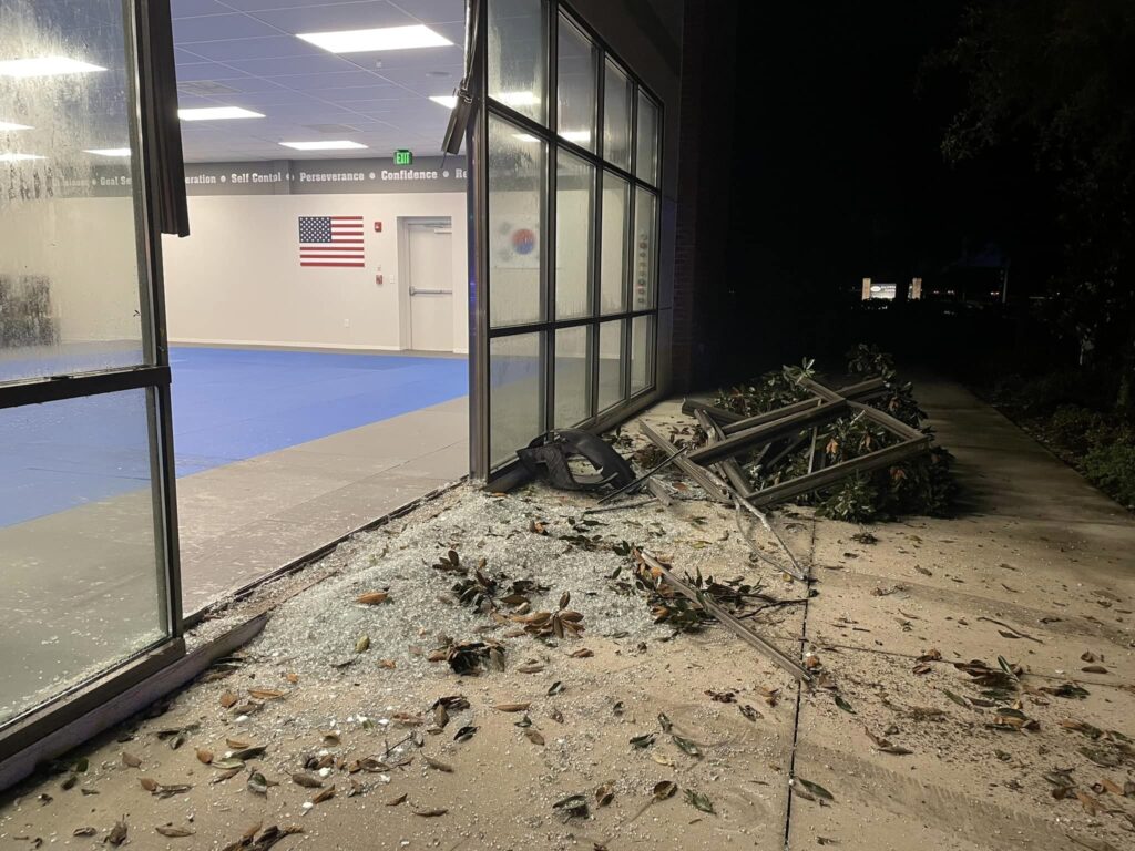 Windows destroyed after SUV crashes into Master Roberts World Class Taekwondo on August 29