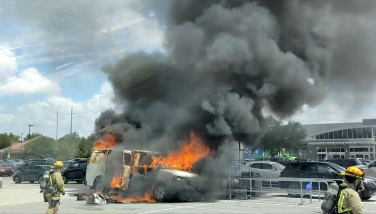 Cargo van in flames at Walmart in Seminole County