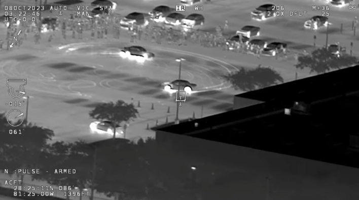 Aerial shot of street racing in Orange County on Oct. 8