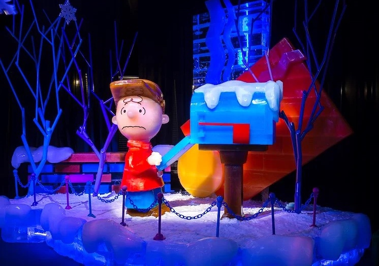 Charlie Brown characters at ICE at Gaylord Palms