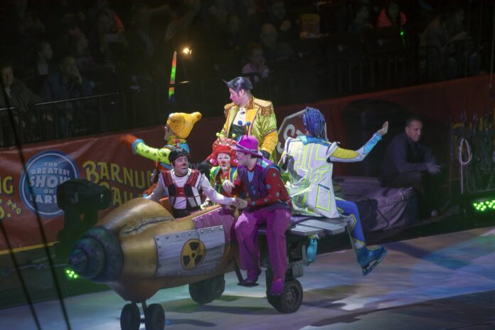 Clowns perform at Barclays in Brooklyn during Ringling Bros Circus